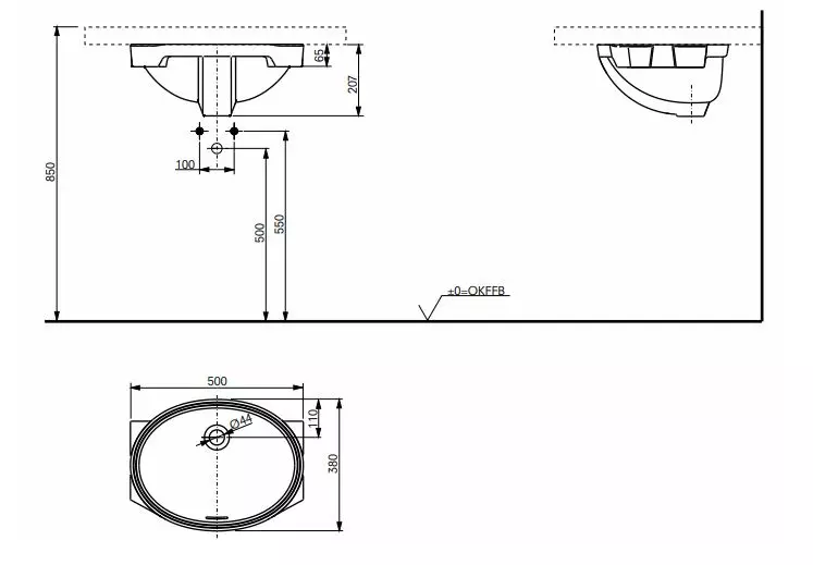 Toto Unterbauwaschtisch „WU“ ⌀ 500 mm Toto Unterbauwaschtisch „WU“ ⌀ 500 mm
