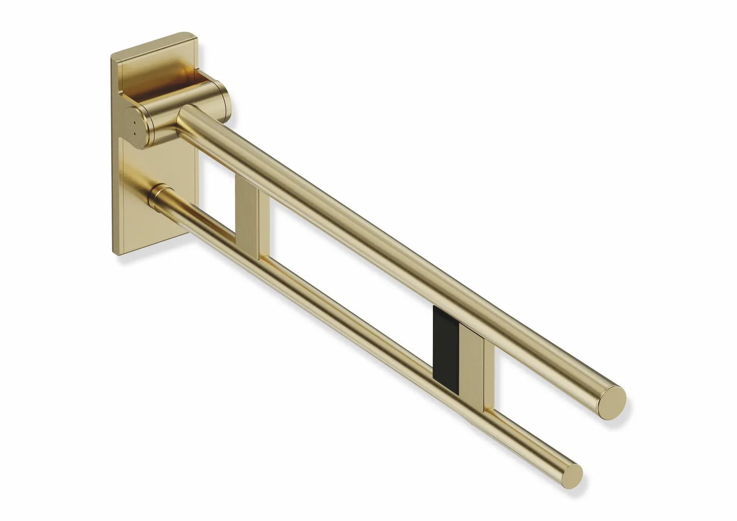 Mobiler Stützklappgriff Duo, Design A des Systems 900, Edelstahl, PVD, Ausladung 750 mm, mit Funk-Spülauslösung, Ausführung rechts, in Farbe CK (