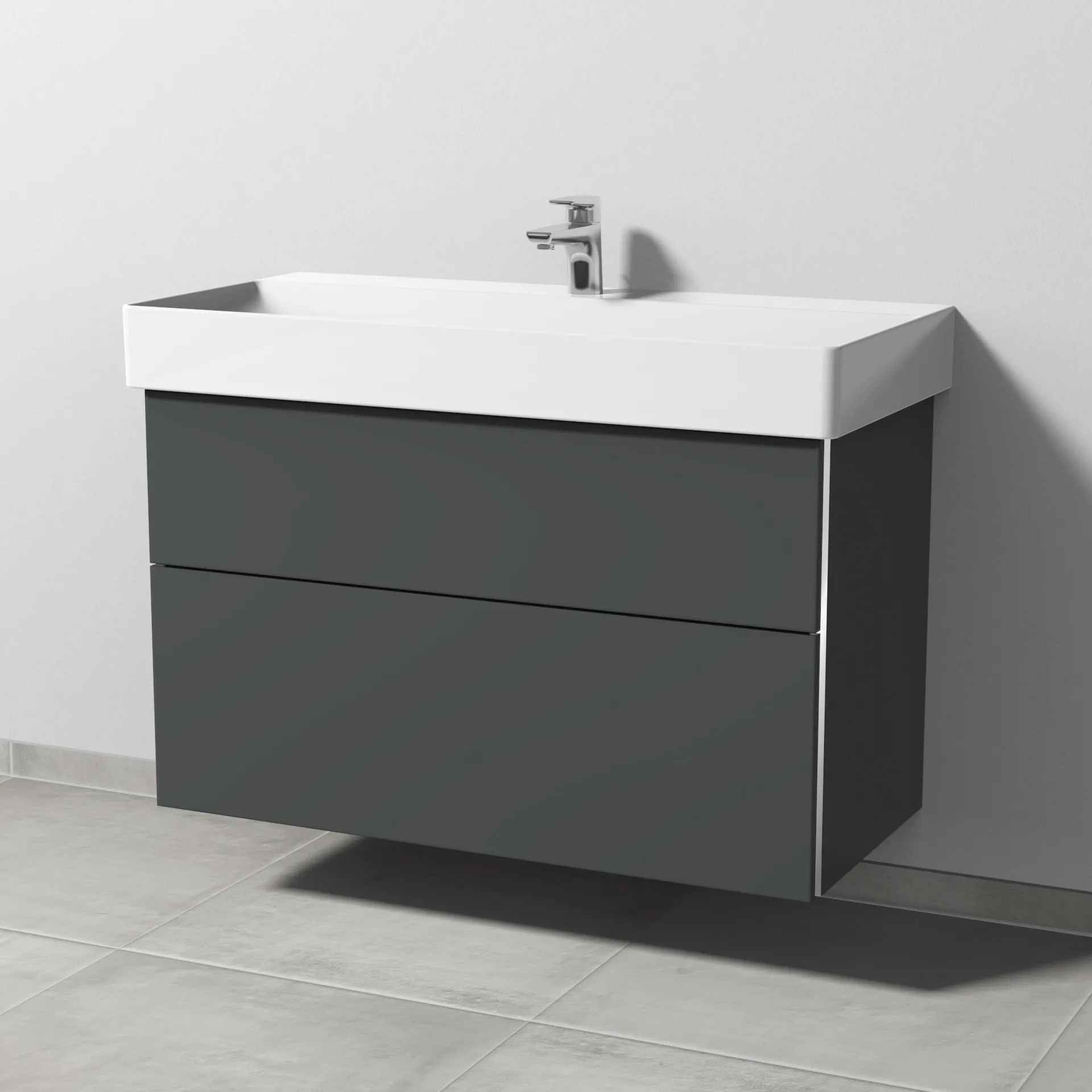 Sanipa Waschtischunterschrank „3way“ passend zu Keramik-Waschtische Dura Square von Duravit 950 × 588 × 447 mm in Anthrazit (matt)
