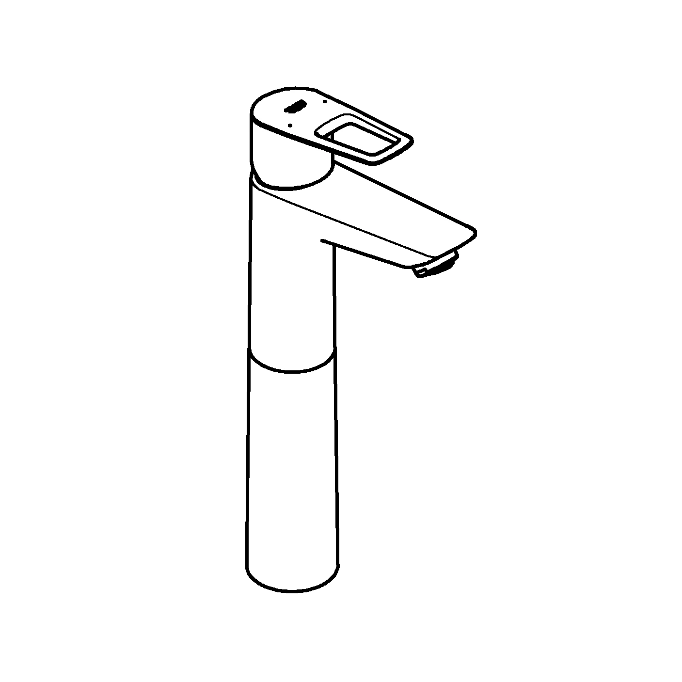 Einhand-Waschtischbatterie BauLoop 23764_1, XL-Size, für freistehende Waschschüsseln, glatter Körper, Einlochmontage, mit Temperaturbegrenzer, EcoJoy Mousseur 5,7 l/min, chrom