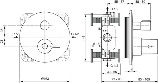 Brausethermostat Unterputz Ceraplus Safe Bausatz 2 Rosette Durchmesser:163mm Chrom Brausethermostat Unterputz Ceraplus Safe Bausatz 2 Rosette Durchmesser:163mm Chrom