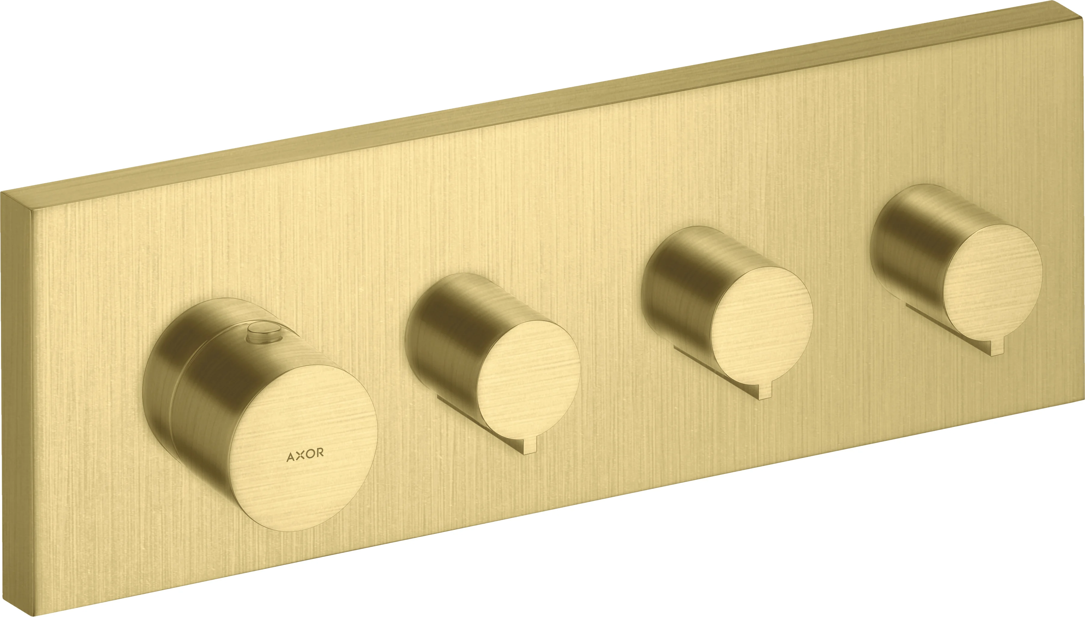 Hansgrohe AXOR ShowerSolutions Thermostatmodul 360/120 Unterputz eckig Brushed Brass, 3 Verbraucher, max. Durchfluss 59 l/min bei 3 bar, Anschluss DN20 Grundkörper