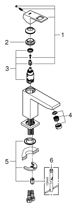 Einhand-Waschtischbatterie Eurocube 23446, M-Size, Einlochmontage, glatter Körper, chrom