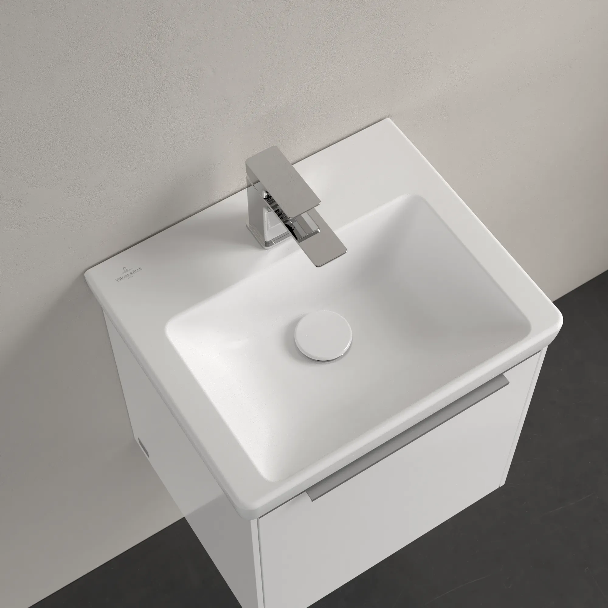 Villeroy & Boch Handwaschbecken für Montage mit Möbel „Subway 3.0“ 450 × 370 × 145 mm, mit Hahnlochbohrung, Hahnlochposition mittig in Stone White Villeroy & Boch Handwaschbecken für Montage mit Möbel „Subway 3.0“ 450 × 370 × 145 mm, mit Hahnlochbohrung, Hahnlochposition mittig in Stone White