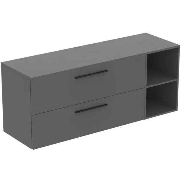 Möbel-Set 160cm i.life B 2 Auszüge 2 offene Fächer Griff Schwarz Weiß matt
