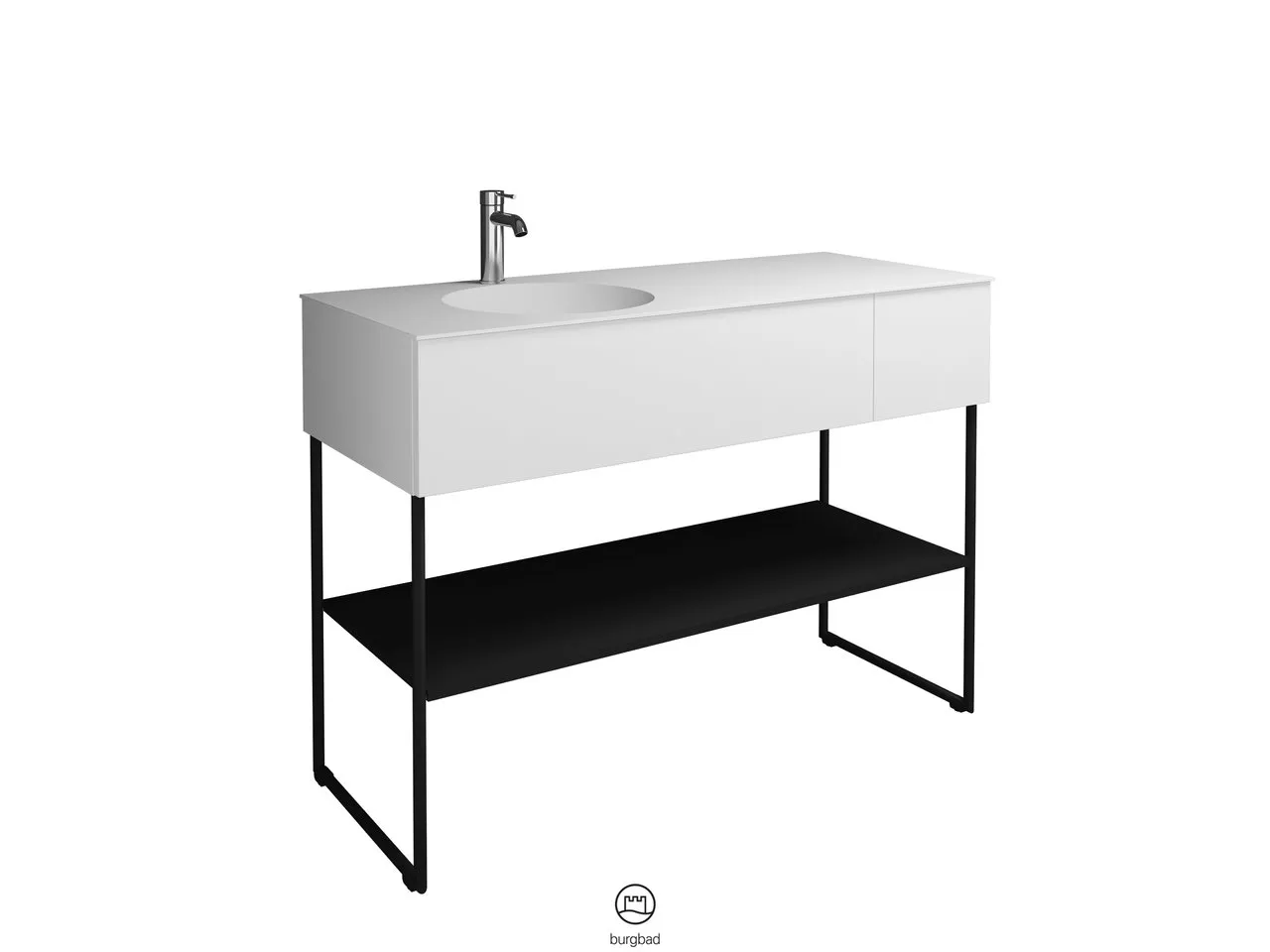 burgbad Coco Mineralguss-Waschtisch inkl. Waschtischunterschrank, Schwarz Seidenglanz burgbad Coco Mineralguss-Waschtisch inkl. Waschtischunterschrank, Schwarz Seidenglanz