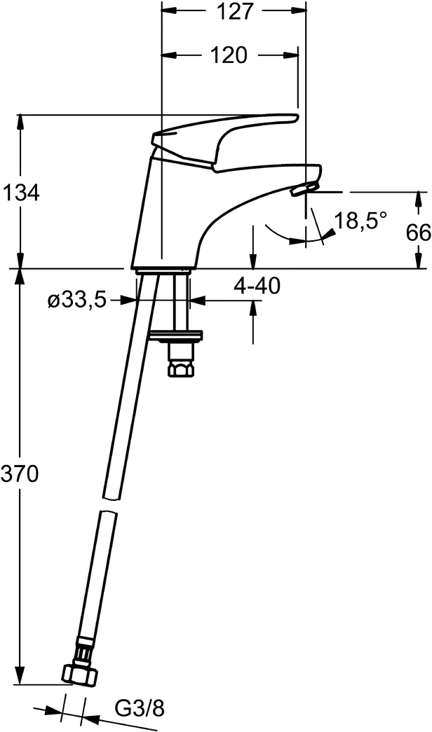 HansaMIX Waschtischarmatur Einhebelmischer HansaMIX XS 0116 Ausladung 127 mm DN15 Chrom