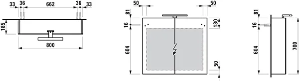 Spiegelschrank BASE LED-Beleuchtung horizontal mit Schalter mit Steckdose 185x800x700 2 Türen weiß matt Spiegelschrank BASE LED-Beleuchtung horizontal mit Schalter mit Steckdose 185x800x700 2 Türen weiß matt