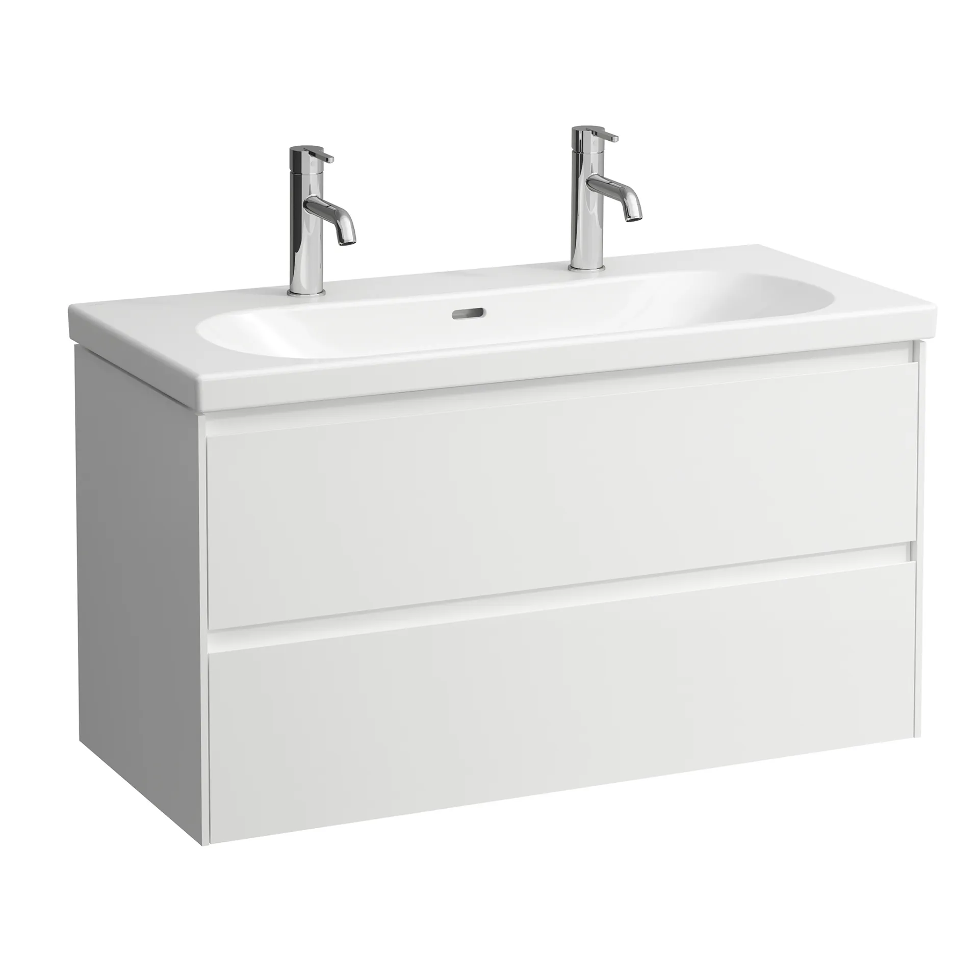Laufen Waschtischunterbau LANI 442x984x515 mit 2 Schubladen, weiß matt Laufen Waschtischunterbau LANI 442x984x515 mit 2 Schubladen, weiß matt