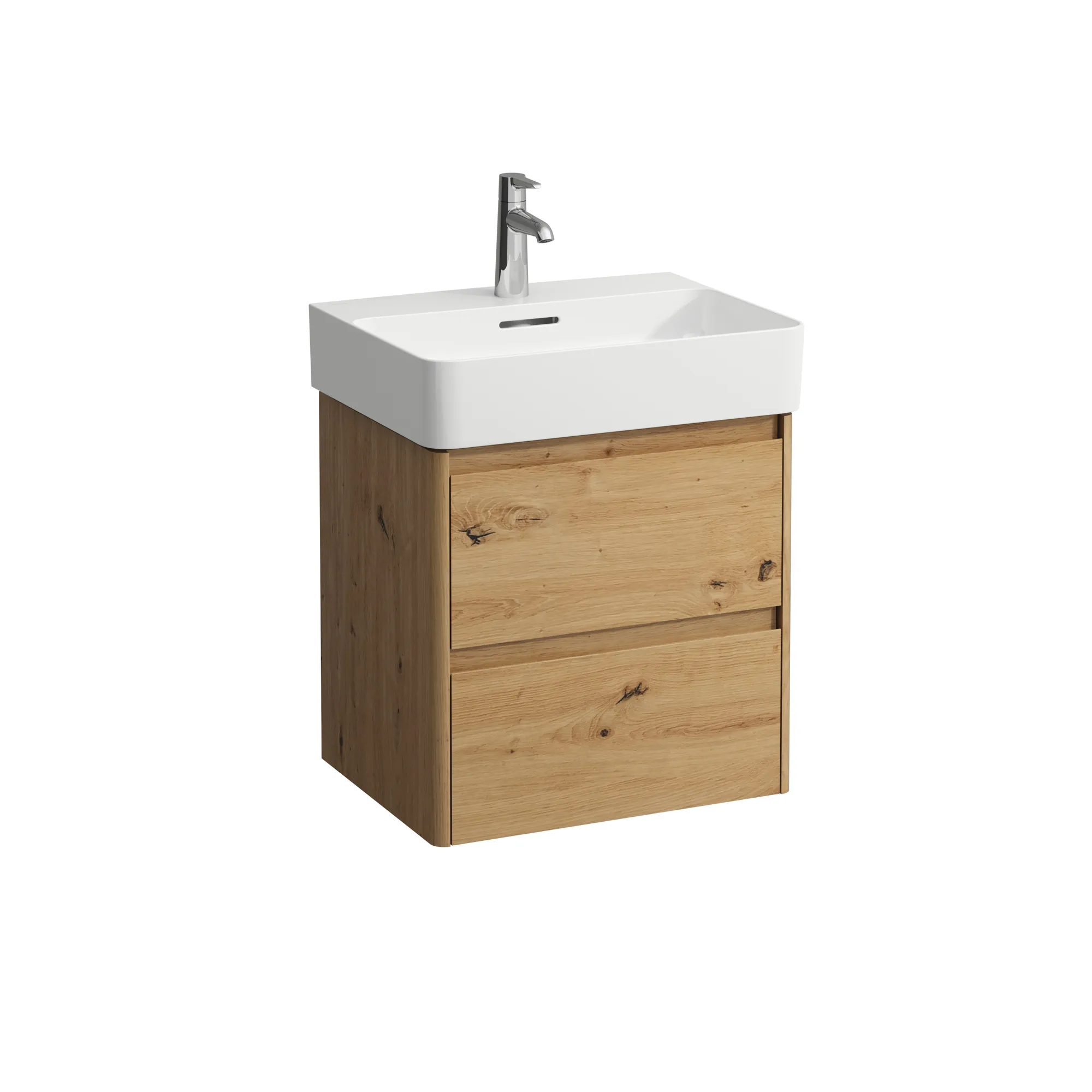 Waschtischunterbau BASE 2.0 für VAL 400x521x515 2 Schubladen mit Griffmulde für Waschtisch H810282 weiß matt