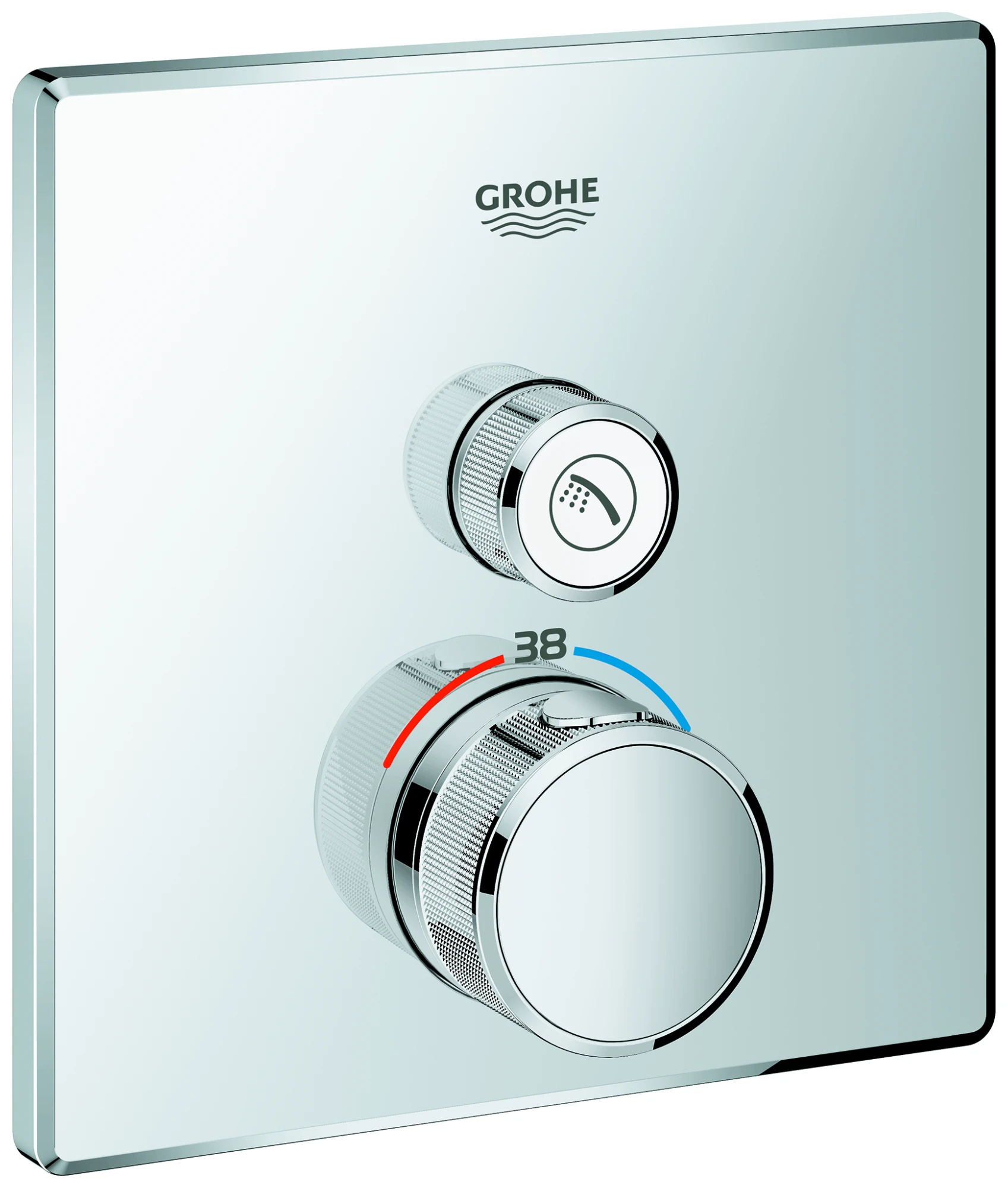 Thermostat Grohtherm SmartControl 29123, mit einem Absperrventil, Fertigmontageset für Rapido SmartBox, Wandrosette eckig, chrom