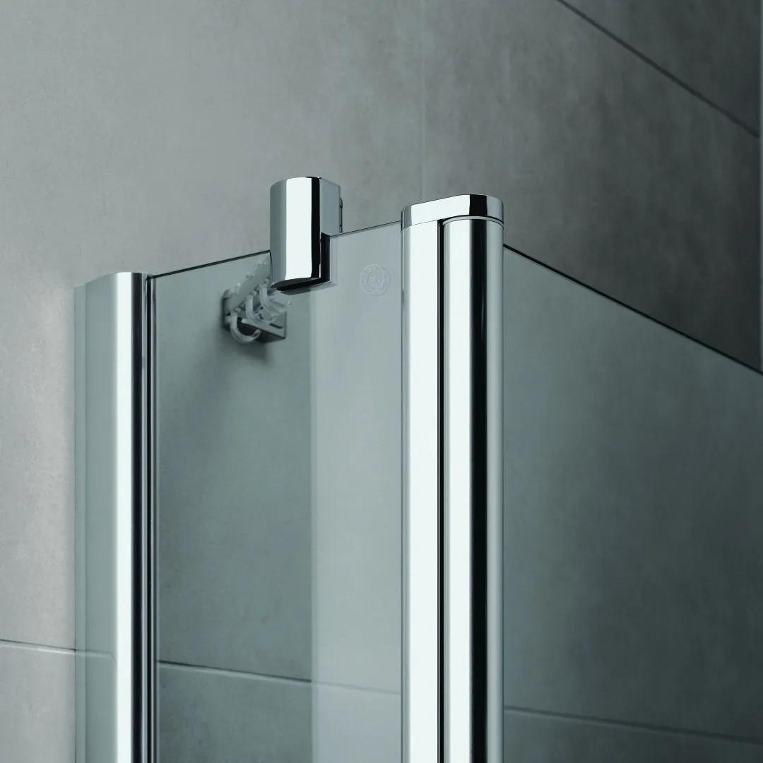 Kermi Pendeltür mit Festfeld Eckeinstieg 2-teilig Halbteil rechts „Diga“ Glas SR Opaco, Profile Silber Hochglanz, BV: 1405 - 1425 mm GAK: 1390 - 1410 mm WE: 1415 - 1435 mm H: 2000 mm