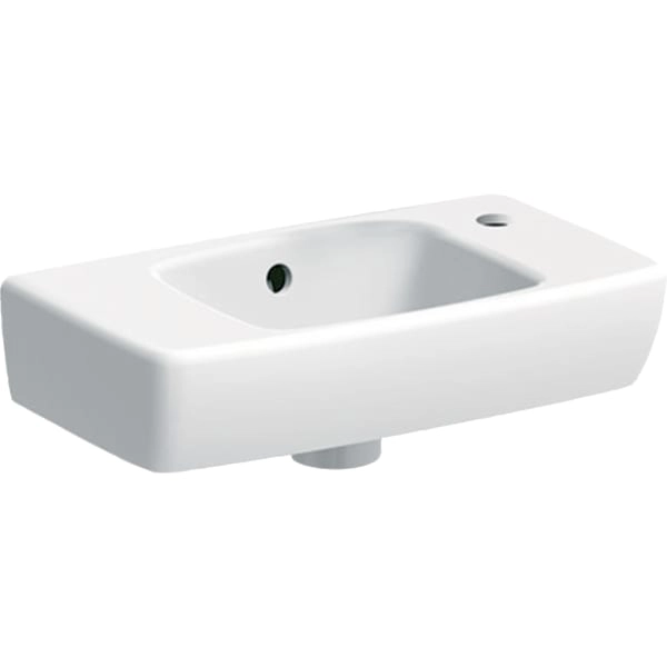 Wandwaschtisch mit Ablagefläche „Renova Compact“, rechteckig, mit Überlauf, Hahnlochposition rechts, Ablagefläche links 45 × 25 cm Wandwaschtisch mit Ablagefläche „Renova Compact“, rechteckig, mit Überlauf, Hahnlochposition rechts, Ablagefläche links 45 × 25 cm
