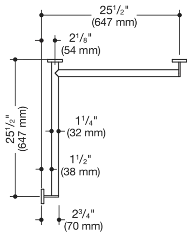 Dusch-, WannenhandlaufEdelstahl, PVD, waagerechte Längen 647 mm, 70 mm tief, Stangendurchmesser 32 mm, Ausführung rechts, in Farbe CK (messing glänzend) Dusch-, WannenhandlaufEdelstahl, PVD, waagerechte Längen 647 mm, 70 mm tief, Stangendurchmesser 32 mm, Ausführung rechts, in Farbe CK (messing glänzend)