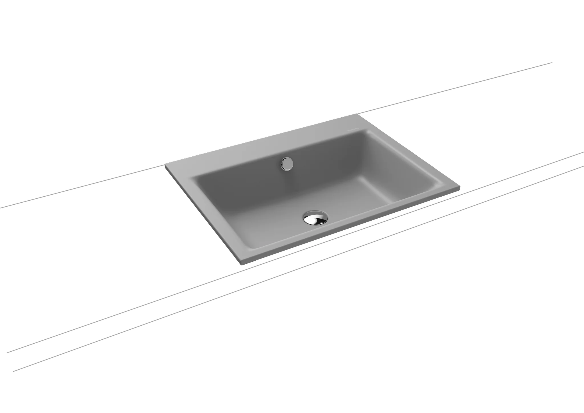 Kaldewei PURO Einbauwaschtisch, 600x460 mm, cool grey 30, Perl-Effekt, Antidröhn mit Überlauf, Sichtteile schwarz matt 100