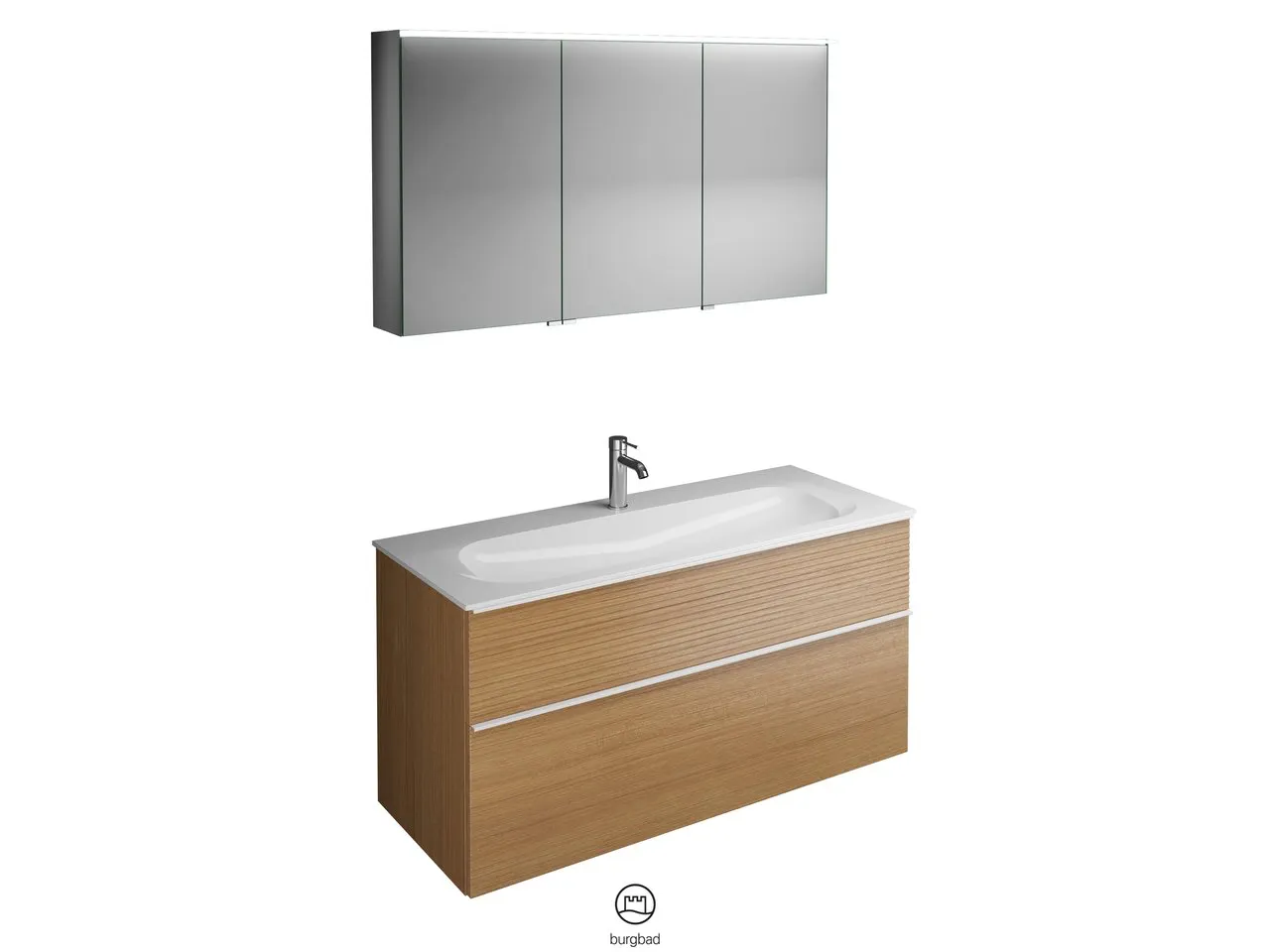 burgbad Badmöbelset „Fiumo“ Griff, Schwarz Matt (230 mm), in Weiß Matt burgbad Badmöbelset „Fiumo“ Griff, Schwarz Matt (230 mm), in Weiß Matt