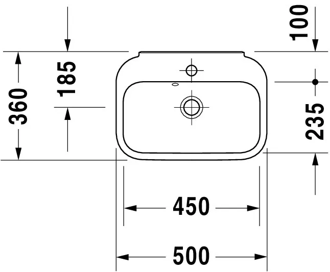 Wandwaschtisch „Happy D.2“, mit Überlauf, Hahnlochposition mittig Wandwaschtisch „Happy D.2“, mit Überlauf, Hahnlochposition mittig