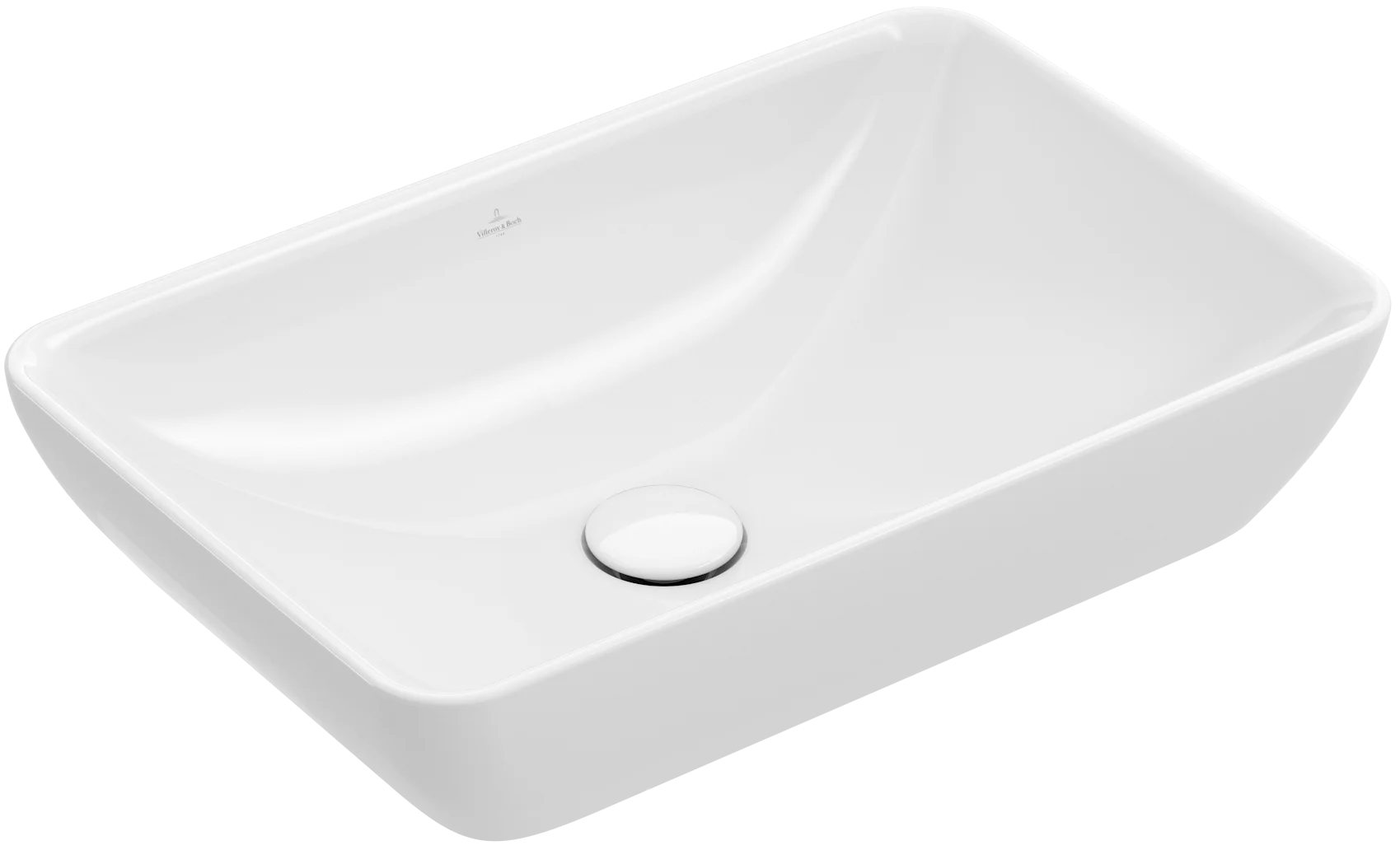 Villeroy & Boch Halbeinbau-Aufsatzwaschbecken Venticello, 555x360x180mm, weiß Alpin, glänzend, mit Überlauf
