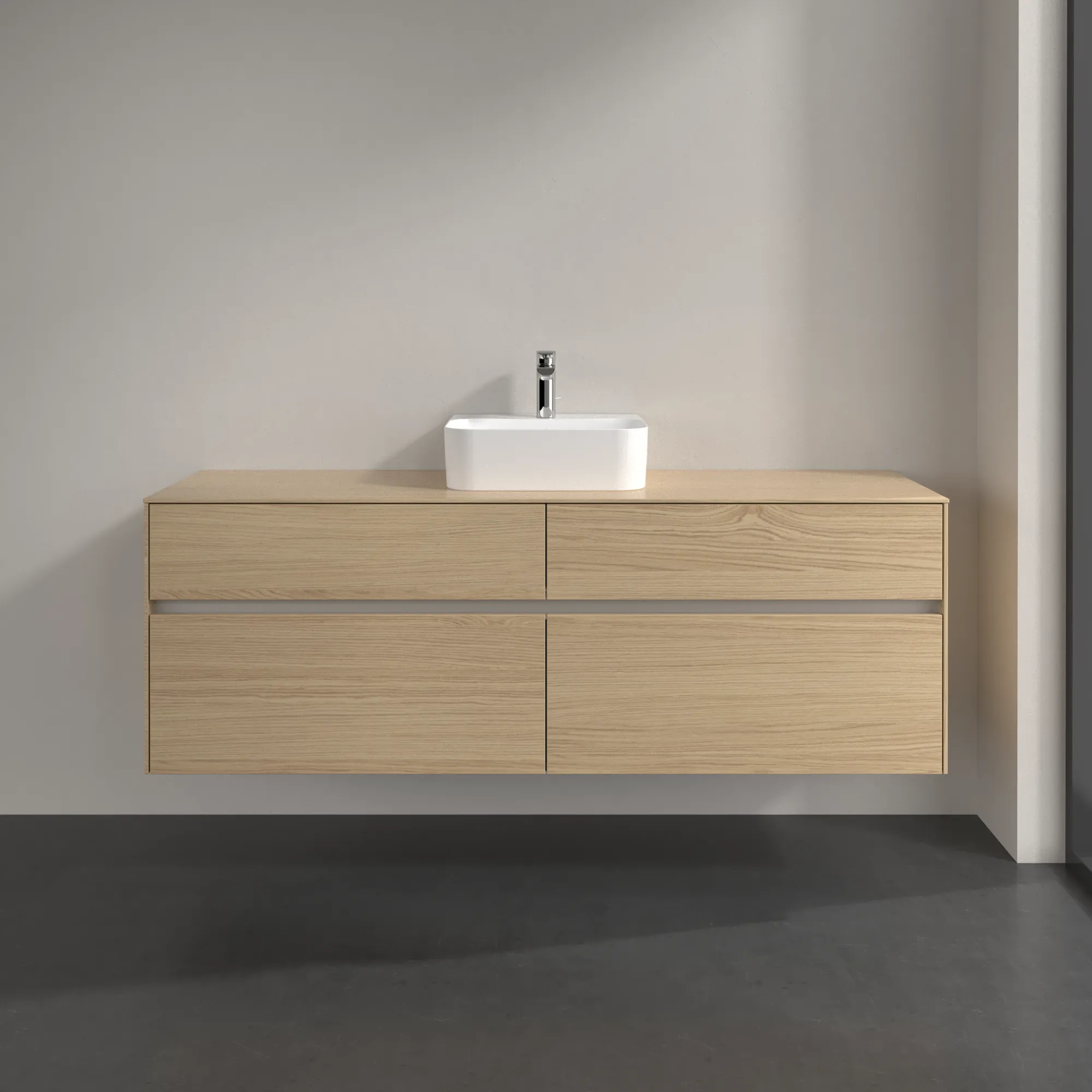 Villeroy & Boch Waschtischunterschrank „Collaro“ 1600 × 548 × 500 mm Nordic Oak, ohne Beleuchtung, für Becken mittig Villeroy & Boch Waschtischunterschrank „Collaro“ 1600 × 548 × 500 mm Nordic Oak, ohne Beleuchtung, für Becken mittig