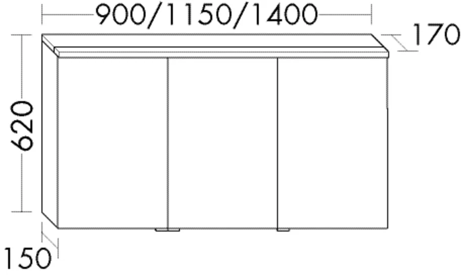 Spiegelschrank Sys30 von burgbad - beidseitig verspiegelt, LED-Aufsatzleuchte 4200 K, Energieeffizienzklasse E, Schalter-Steckdosenelement, Glaseinlegeböden, IP24, 170 mm tief, 1500 mm breit, 620 mm hoch