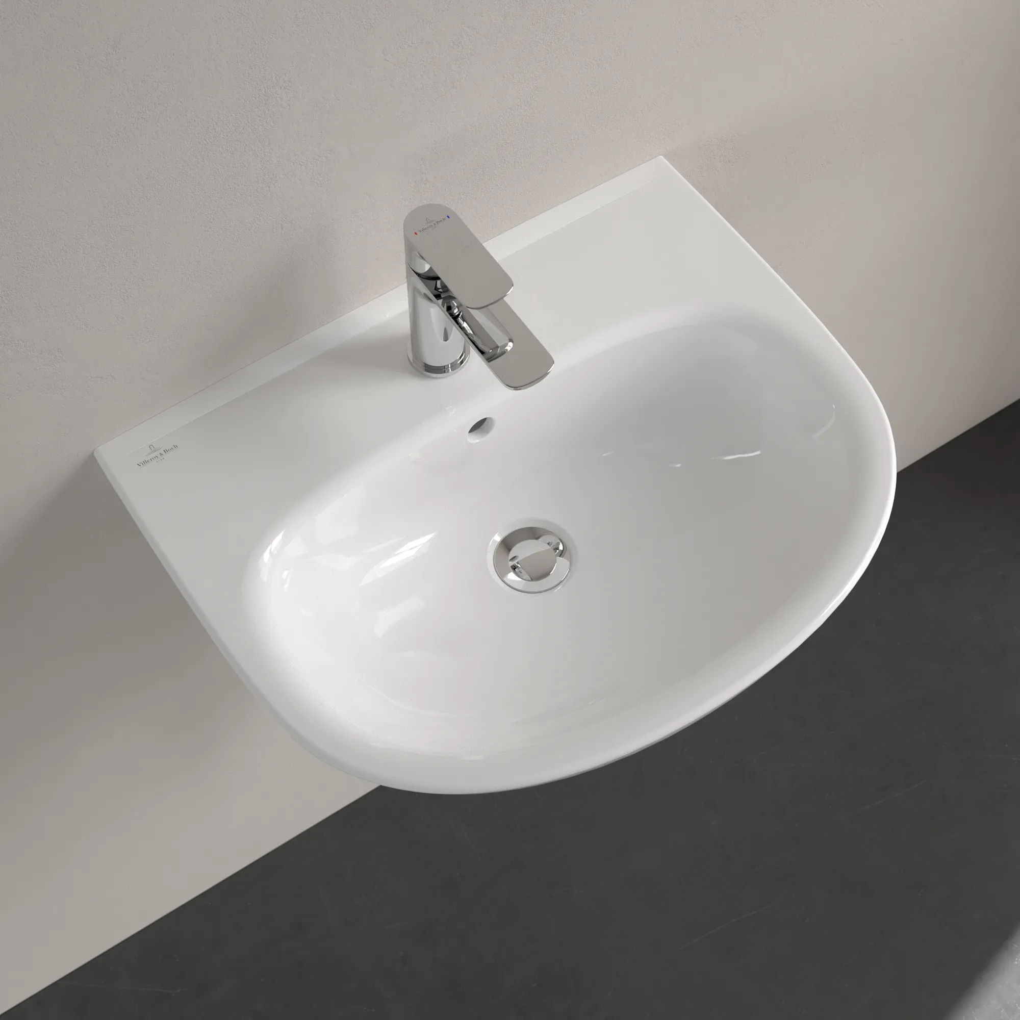 Villeroy & Boch Wandwaschtisch „O.novo“ 550 × 440 × 180 mm, für Becken mittig, Hahnlochposition mittig in Weiß Alpin
