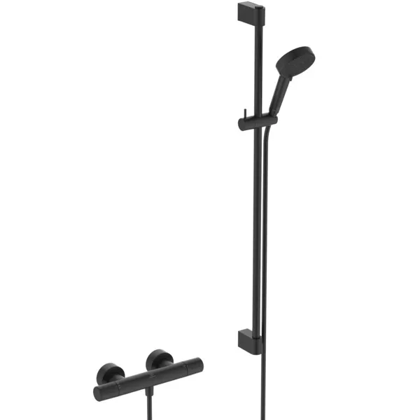 Gleitstangekombination „CerathermT25N“, Befestigung verdeckt in Silk Black Gleitstangekombination „CerathermT25N“, Befestigung verdeckt in Silk Black