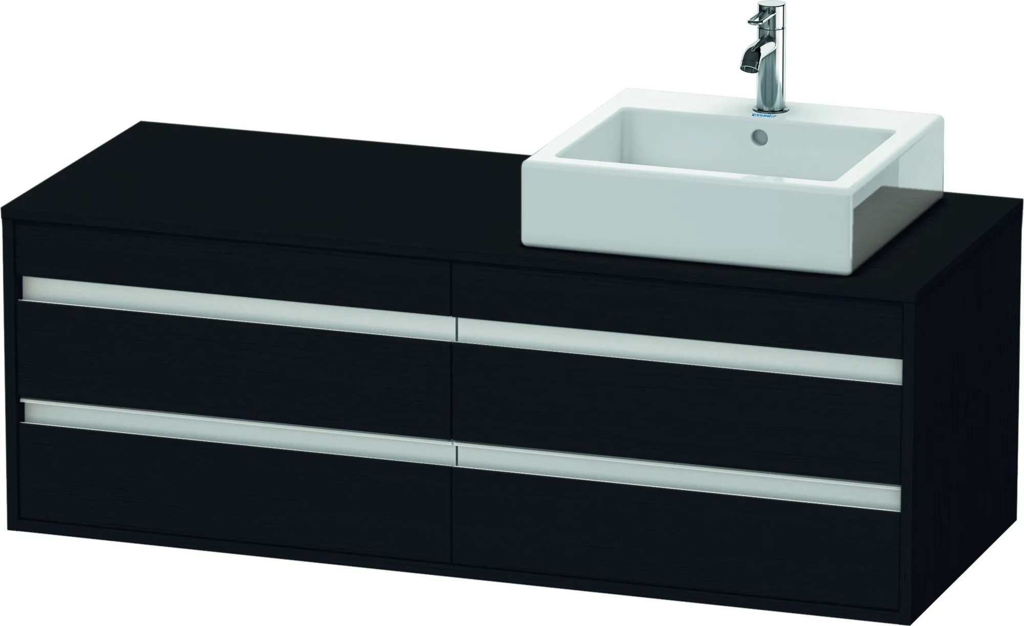 Duravit Waschtischunterschrank wandhängend „Ketho“ 140 × 49,6 × 55 cm Eiche Schwarz Duravit Waschtischunterschrank wandhängend „Ketho“ 140 × 49,6 × 55 cm Eiche Schwarz