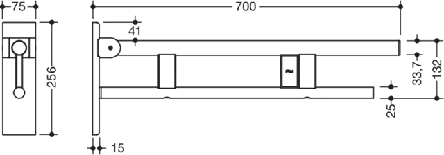 HEWI Toilettenstütze „System 900“, Befestigung verdeckt HEWI Toilettenstütze „System 900“, Befestigung verdeckt