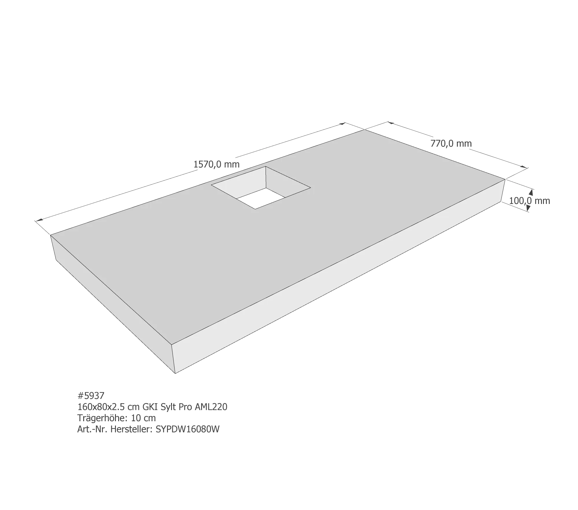 Duschwannenträger passend für GKI Sylt Pro 160 × 80 × 3 cm