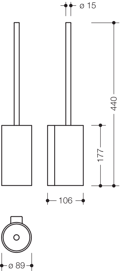 HEWI Toilettenbürstengarnitur „System 162“ 8,9 × 44 cm