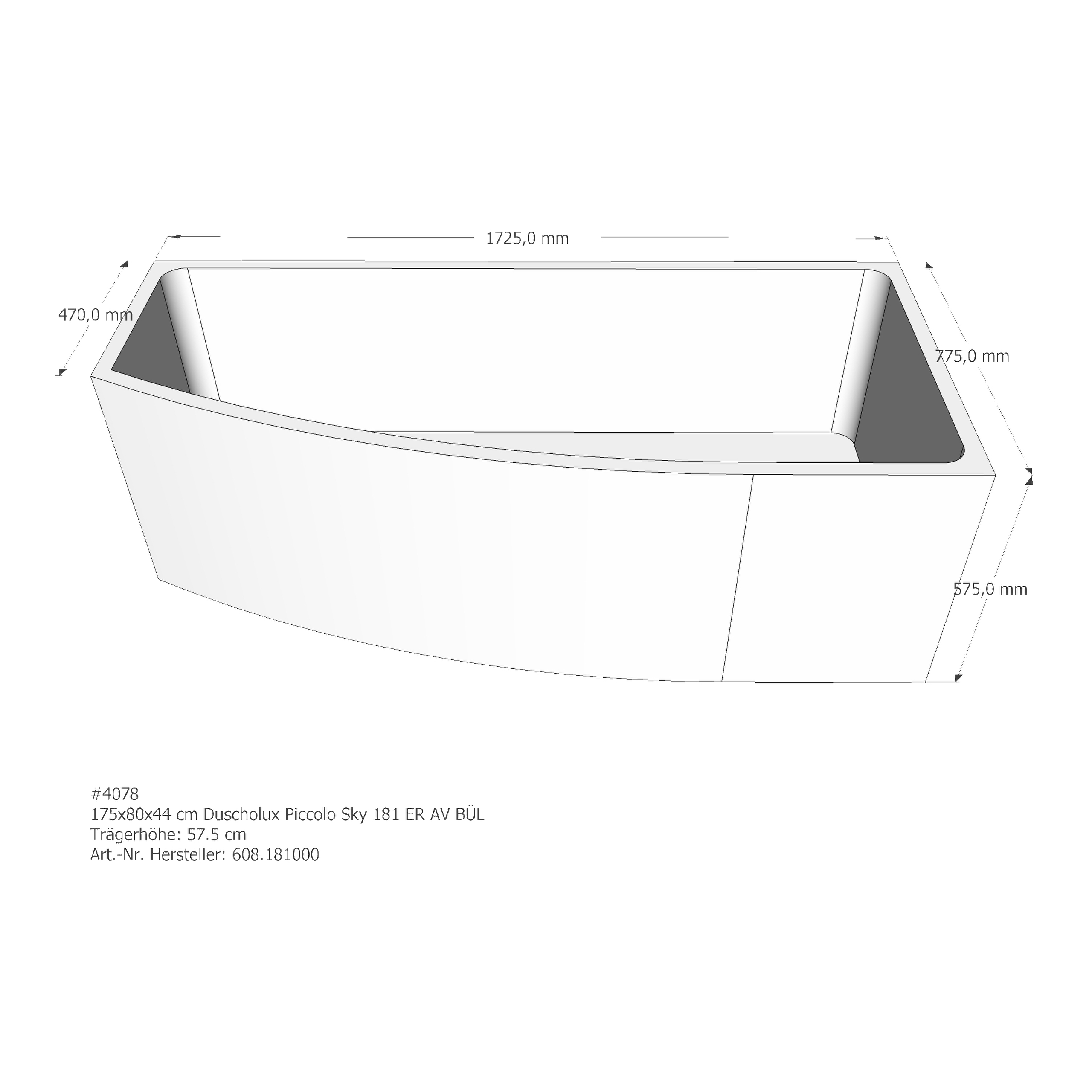 Badewannenträger für Duscholux Piccolo Sky 181 175 × 80 × 44 cm Badewannenträger für Duscholux Piccolo Sky 181 175 × 80 × 44 cm