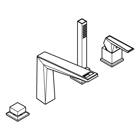 4-Loch-Einhand-Wannenkombination Allure Brilliant Private Collection 29525, Griff mit White Attica Ceasarstone, chrom 4-Loch-Einhand-Wannenkombination Allure Brilliant Private Collection 29525, Griff mit White Attica Ceasarstone, chrom