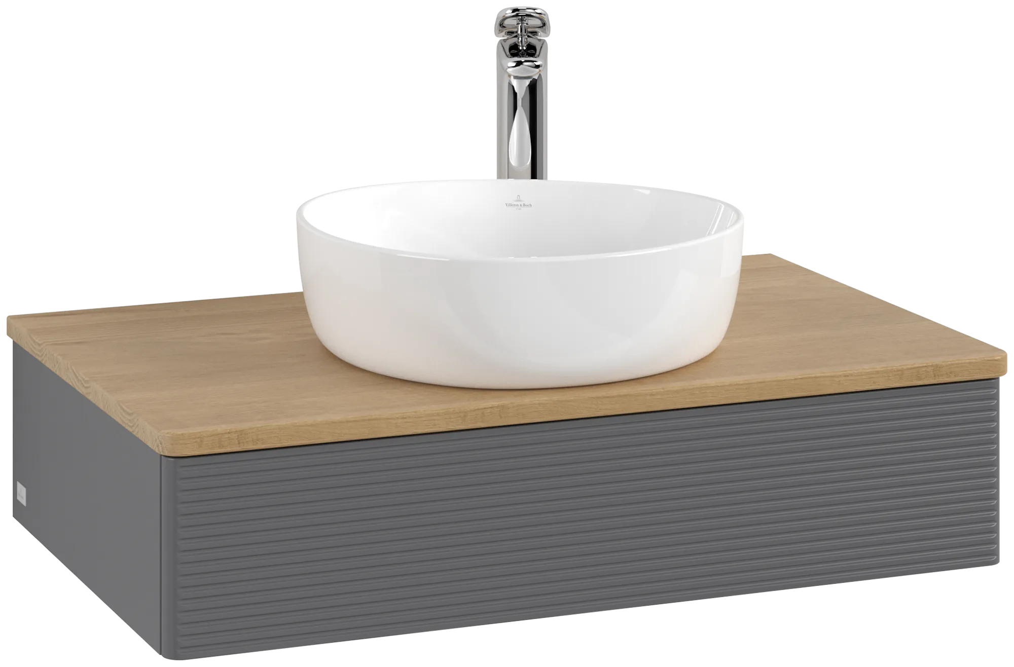 Villeroy & Boch Antao Waschbeckenunterschrank L08_5, 800x190x500 mm, Anthracite Matt Lacquer / Honey Oak