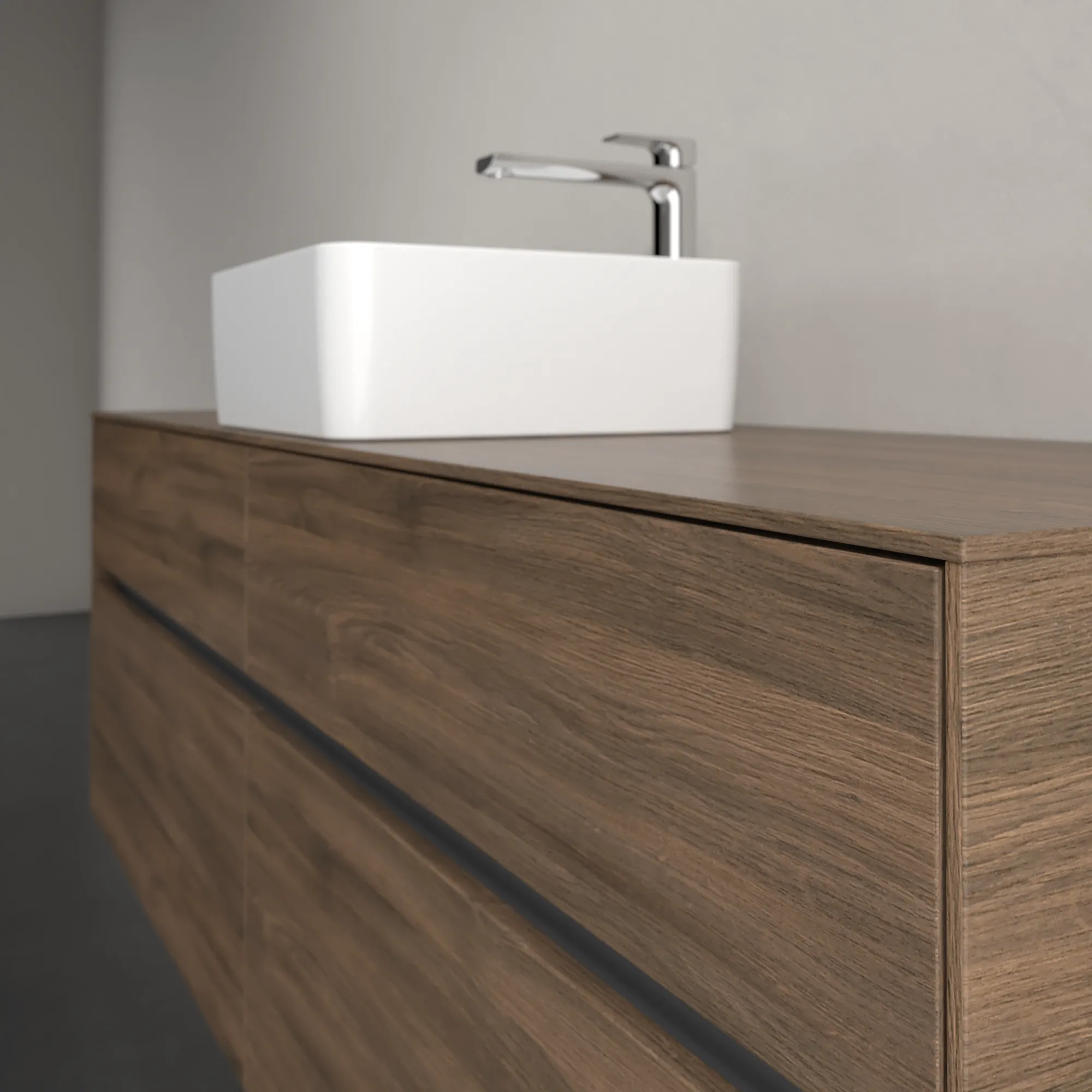 Villeroy & Boch Waschbeckenunterschrank Collaro Arizona Oak, 1600x548x500 mm, mit Beleuchtung und SoftClosing, Eckig