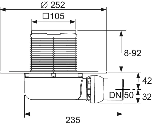 drainpoint S 111 Ablaufset superflach mit Seal System Universalflansch, ohne Zulauf