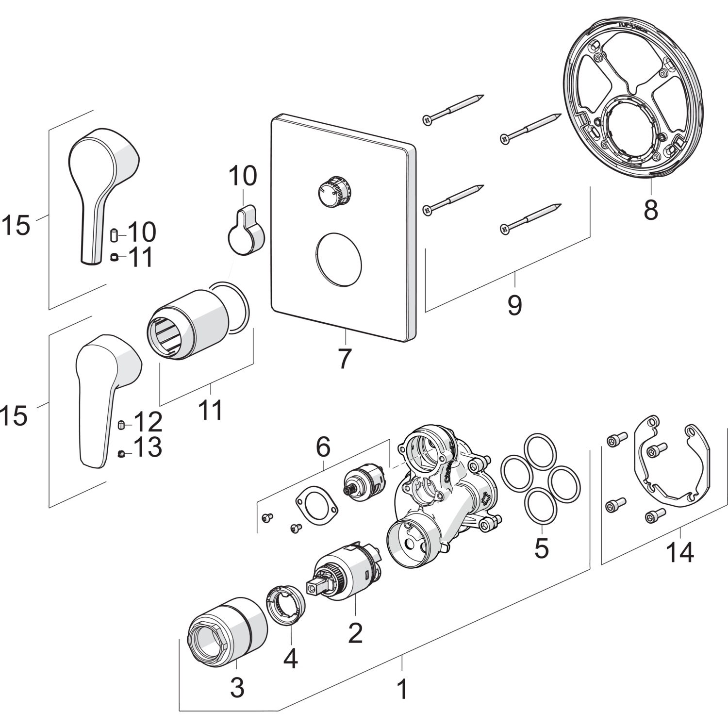 HA Einhebelmischer Fertigmontageset für Wanne/Brause HANSAPALENO 8050 Rosette eckig Chrom