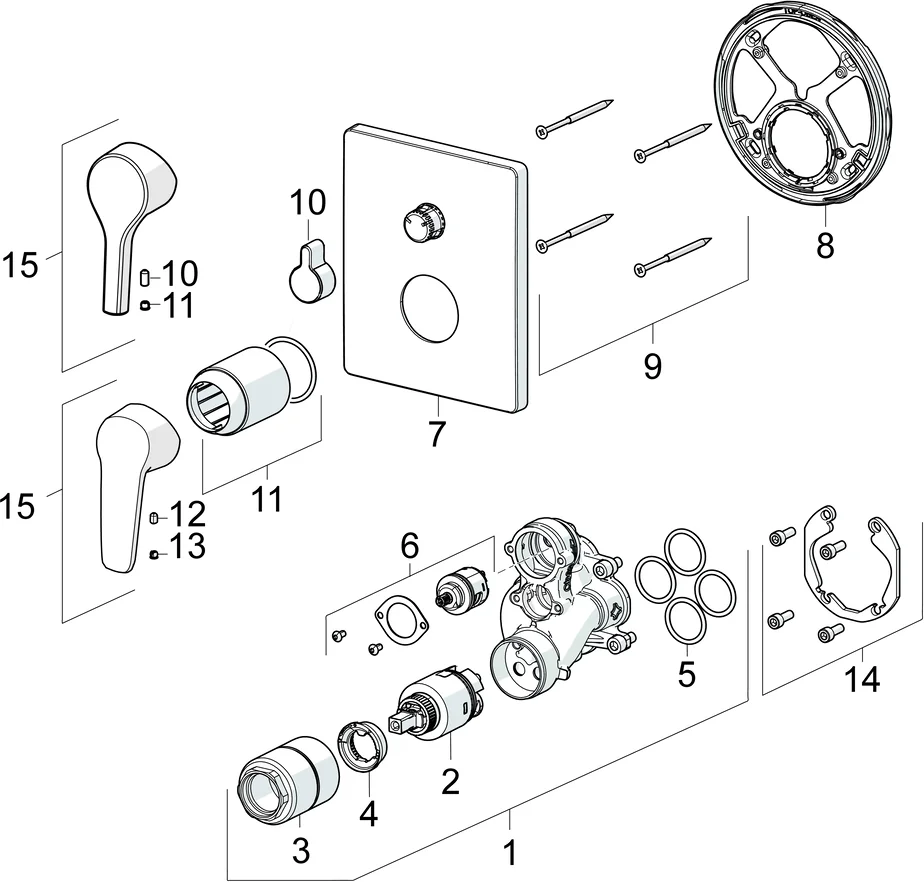 HA Einhebelmischer Fertigmontageset für Wanne/Brause HANSAPALENO 8050 Rosette eckig Chrom