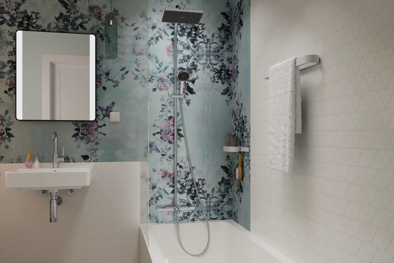 Activera Q Showerpipe 290/180 1jet EcoSmart mit Wannenthermostat Ecostat Fine, Oberfläche: Chrom