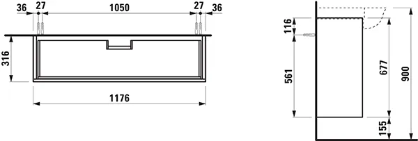 Laufen Waschtischunterbau „THE NEW CLASSIC“ 315 × 675 × 1175 mm Weiß matt