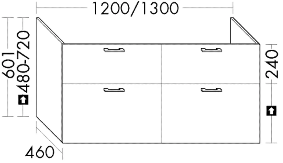 Waschtischunterschrank Sys30 PG1 Aqua von burgbad – Doppelwaschtisch, 460 mm tief, 1.200 mm breit, 601 mm hoch
