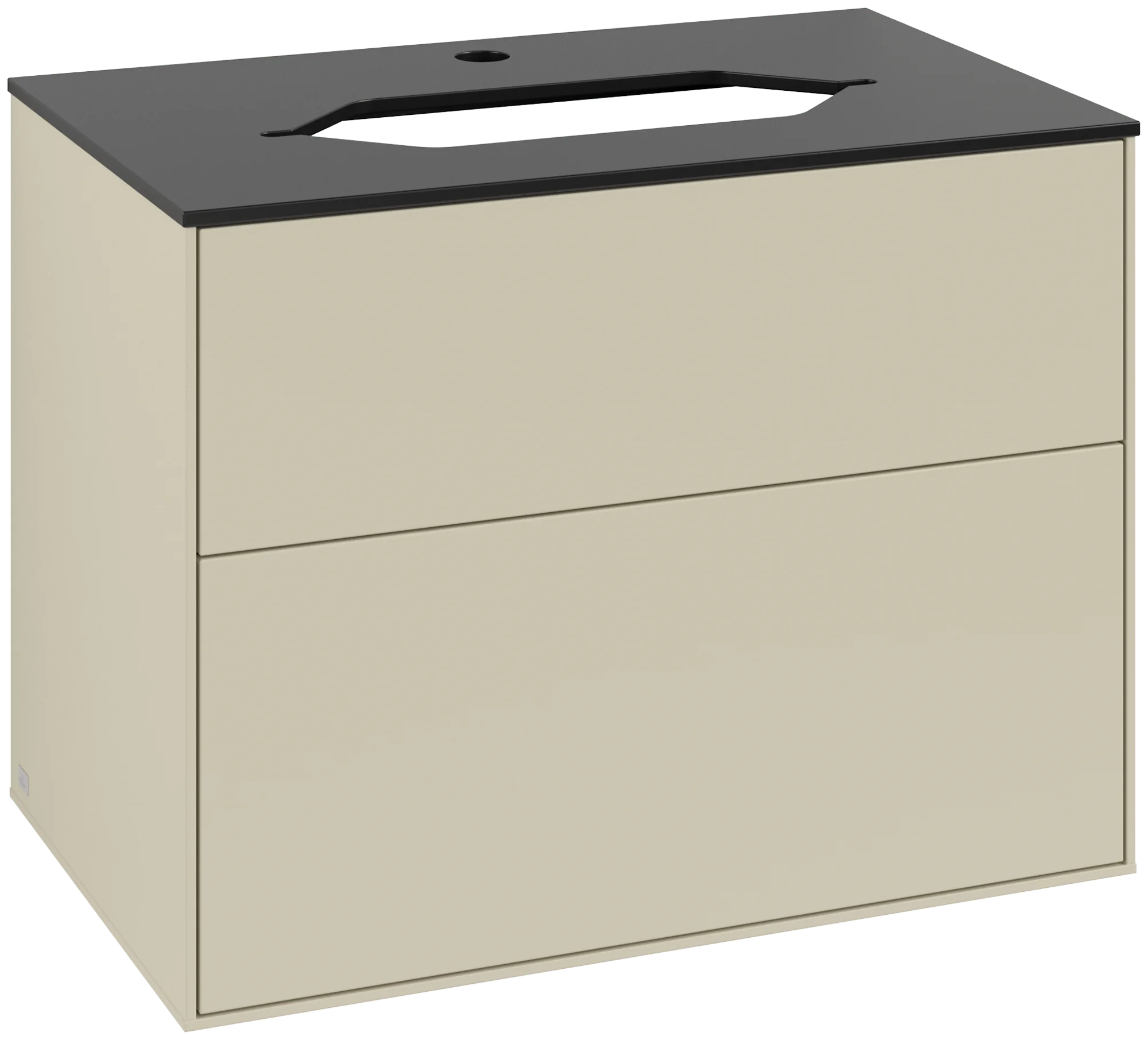 Villeroy & Boch Waschbeckenunterschrank Finion F22, Silk Grey Matt Lacquer / Glass Black Matt, 800 x 603 x 501 mm, mit SoftClosing und Push-to-Open, für Aufsatzwaschbecken