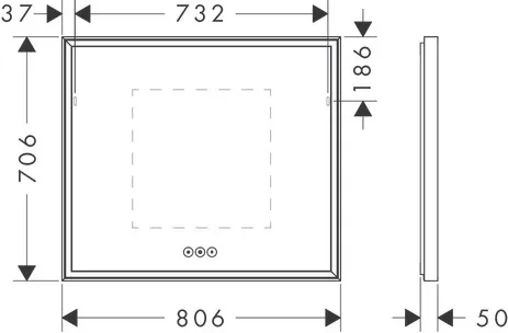 Xarita E Spiegel mit LED-Beleuchtung 800/50 kapazitiver Berührungssensor Mattweiß