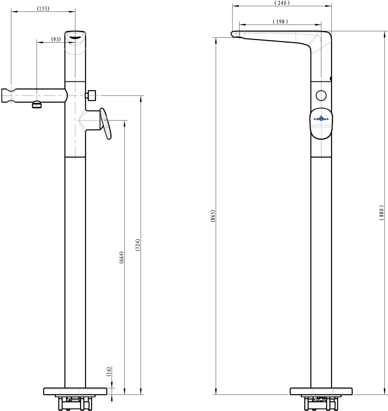 Villeroy & Boch Antao Einhebel-Badewannenarmatur, 155x880x240mm, Chrom