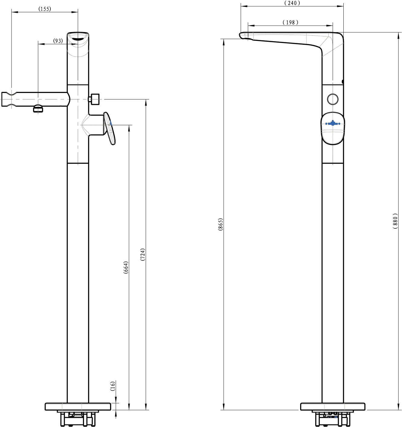 Villeroy & Boch Antao Einhebel-Badewannenarmatur 155x880x240mm Brushed Nickel Matt