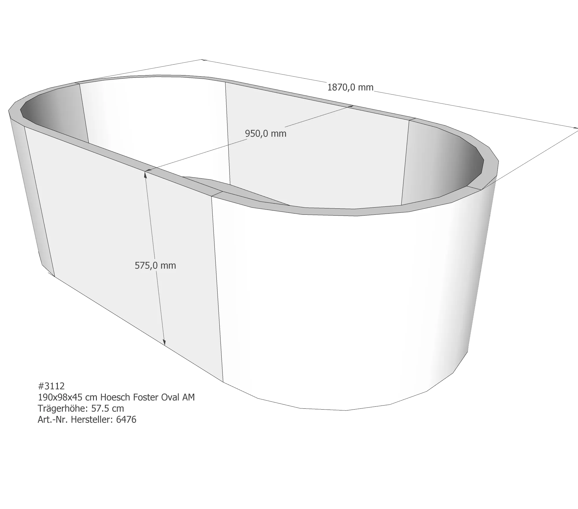 Badewannenträger für Hoesch Foster 1900×980 190 × 98 × 45 cm Badewannenträger für Hoesch Foster 1900×980 190 × 98 × 45 cm