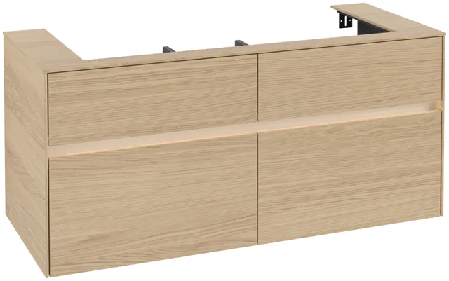 Villeroy & Boch Waschtischunterschrank „Collaro“ 1200 × 548 × 500 mm Nordic Oak, mit Beleuchtung, für Becken mittig