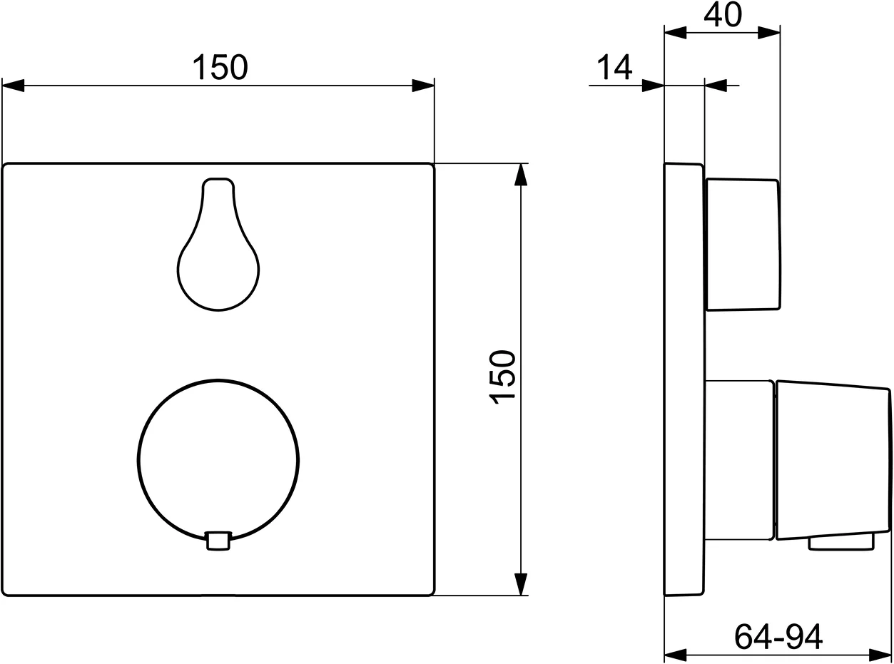 HansaLIVING Duscharmatur Thermostat Fertigmontageset 8113 Rosette eckig Chrom