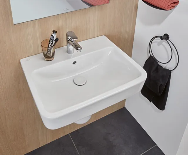 Villeroy & Boch Wandwaschtisch „O.novo“ 600 × 460 × 175 mm, für Becken mittig, mit Hahnlochbohrung, Hahnlochposition mittig in Weiß Alpin Villeroy & Boch Wandwaschtisch „O.novo“ 600 × 460 × 175 mm, für Becken mittig, mit Hahnlochbohrung, Hahnlochposition mittig in Weiß Alpin