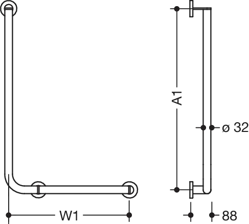 HEWI Winkelgriff System 900, Edelstahl, matt geschliffen HEWI Winkelgriff System 900, Edelstahl, matt geschliffen