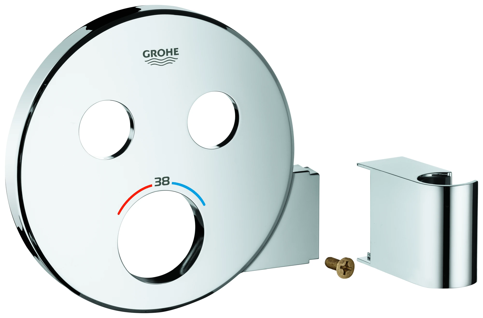 Rosette 49034, Metall, rund, für SmartControl Unterputz, für Thermostate mit 2 Absperrventilen und integriertem Brausehalter, chrom